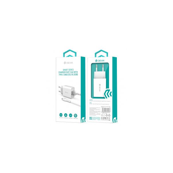 DEVIA Kućni punjač Smart Series Charger Suit 2.4A sa kablom Type-C - 20492