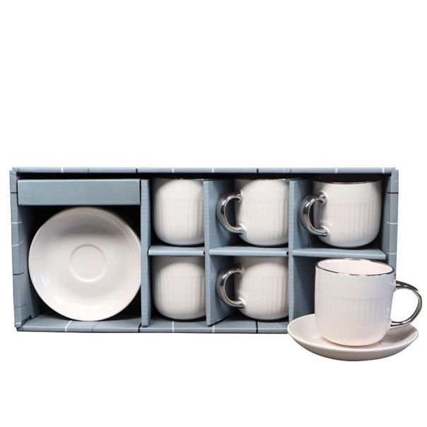 SIGMA Set porcelanskih šoljica za kafu 140ml 6/1 RXG-N250591A, bela/srebrna - EP2952108