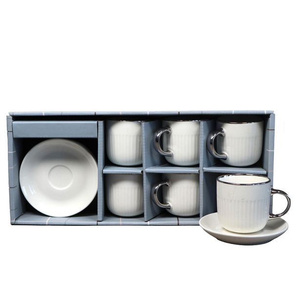 SIGMA Set porcelanskih šoljica za kafu 140ml 6/1 RXG-N250591C, bež/srebrna - EP2952114