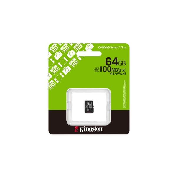 KINGSTON 64GB, MicroSD, Canvas Select Plus (SDCS3/64GBSP) - EP2725469