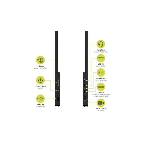 PORT DESIGN Portabl monitor 15.6 902101 1920x1080/IPS/HDMI/USB-A/USB-C/3.5mm/HDR - BCG307534