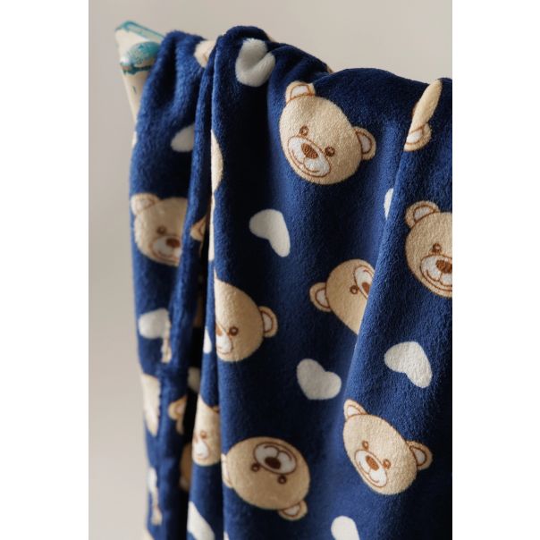 STEFAN Ćebe za bebe 90x120cm Medvedići, teget - 3085-teget