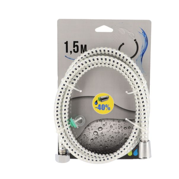 TENDANCE Tuš crevo rastegljivo 1,5m pvc bela/srebrna - 3102100