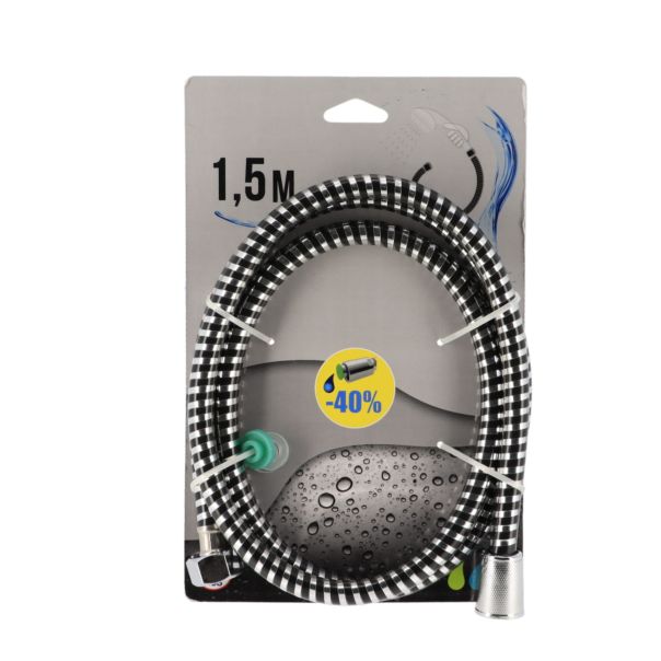 TENDANCE Tuš crevo rastegljivo 1,5m pvc crna/srebrna - 3103103