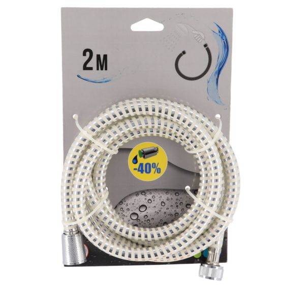 TENDANCE Tuš crevo rastegljivo 2m pvc bela/srebrna - 3107100