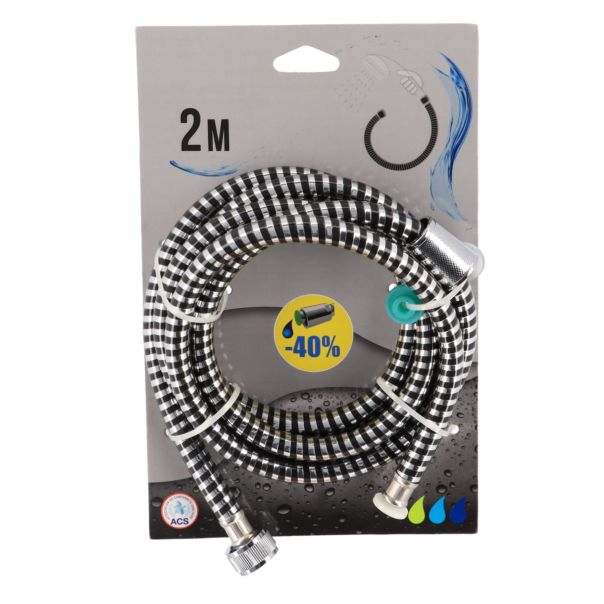 TENDANCE Tuš crevo rastegljivo 2m pvc crna/srebrna - 3108103