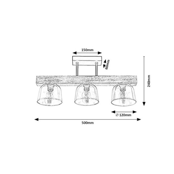 Rabalux Plafonjera Cardamom E14 3x MAX 40W srebreni hrast (3119) - 3119