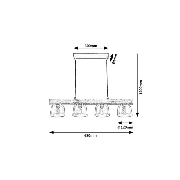 Rabalux Visilica Cardamom E14 4x MAX 40W srebreni hrast (3120) - 3120