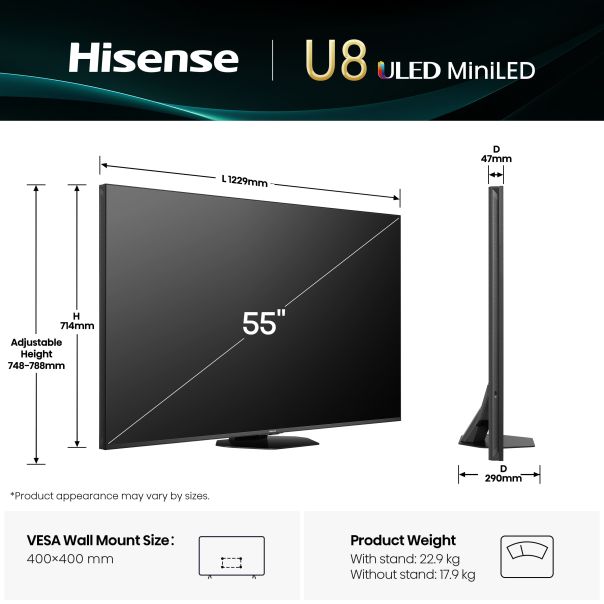 HISENSE Televizor 55U8Q, Ultra HD, Smart - 313146