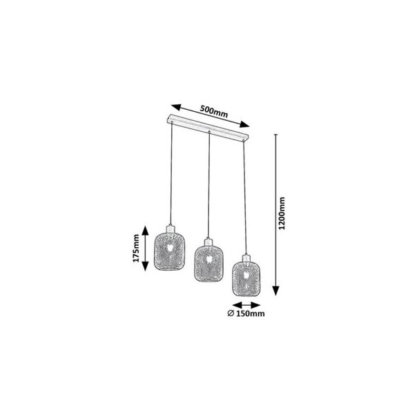 Rabalux Visilica Grendel E27 3x MAX 60W bukva (3132) - 3132
