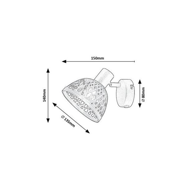 Rabalux Spot rasveta Rattan E14 1x MAX 15W mat crno (3133) - 3133-1-1