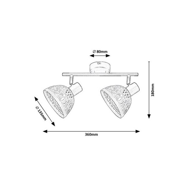 Rabalux Spot rasveta Rattan E14 2x MAX 15W mat crno (3134) - 3134
