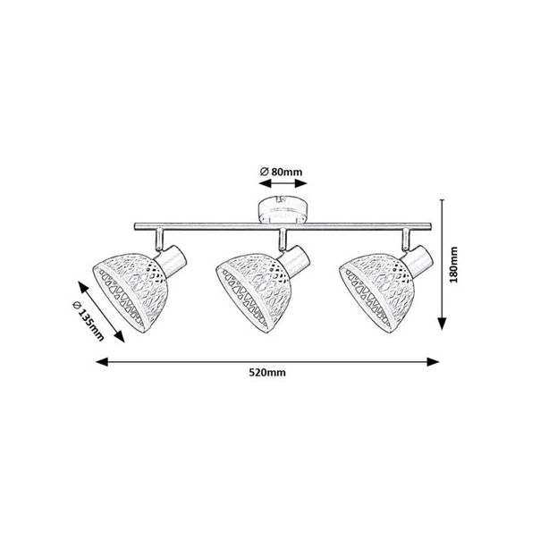 Rabalux Spot rasveta Rattan E14 3x MAX 15W mat crno (3135) - 3135