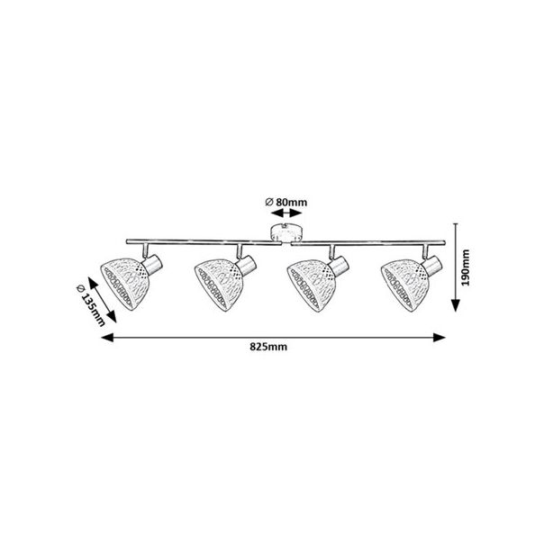 Rabalux Spot rasveta Rattan E14 4x MAX 15W mat crno (3136) - 3136