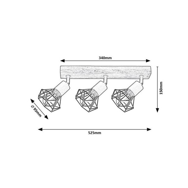 Rabalux Spot rasveta Zeus E14 3x MAX 40W hrast (3139) - 3139