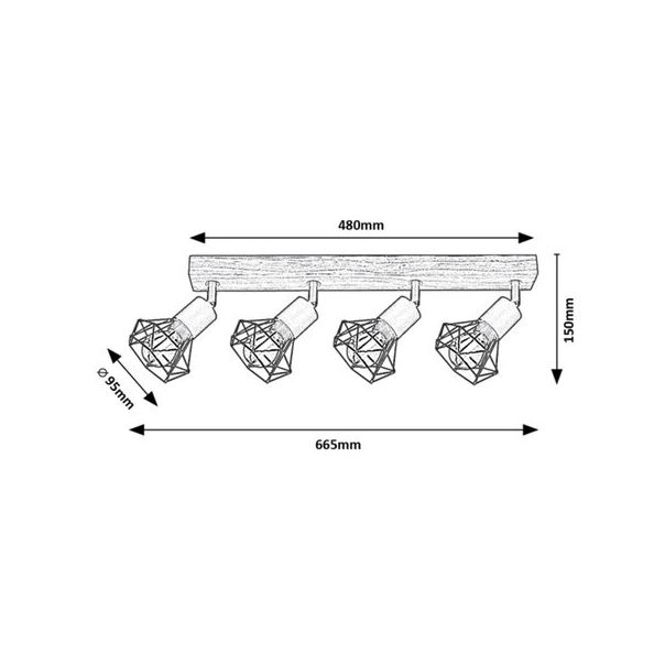 Rabalux Spot rasveta Zeus E14 4x MAX 40W hrast (3140) - 3140