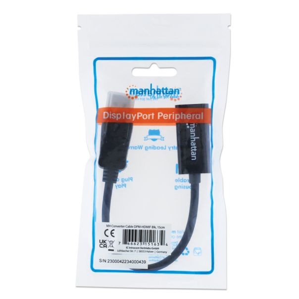 MANHATTAN Adapter 151634 DisplayPort/M - HDMI/F 1080p Crni - 37882
