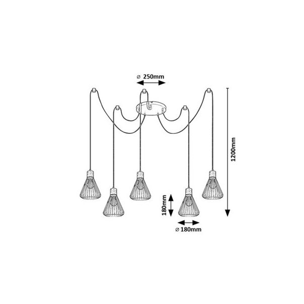 Rabalux Visilica Farfalle E27 5x MAX 40W crna (3150) - 3150