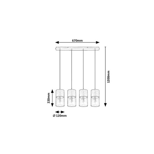 Rabalux Visilica Zelkova E27 4x MAX 40W brušeni aluminijum (3156) - 3156