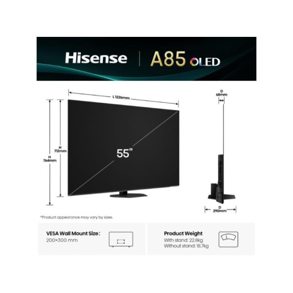 HISENSE Televizor 55A85Q OLED, Ultra HD, Smart - TVZ02901
