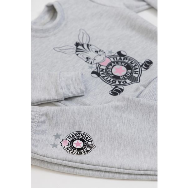 PARTIZAN Trenerka za devojčice Zebra, siva - 3169-zebra