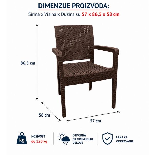 MKS Baštenska Stolica Ratan PVC Braon - EP3257985
