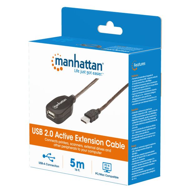 MANHATTAN Kabl 519779 USB-A M/F 2.0/480Mbps/produžni aktivni/5m - EP2750639