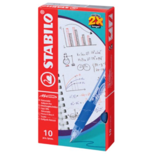 STABILO Hemijska olovka Marathon, mastilo traje 5.5km pisanja, crna, kutija 1/10 - 318F46