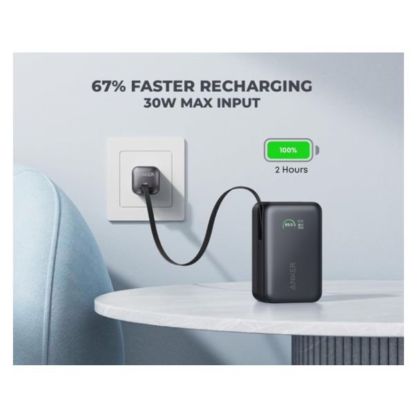 ANKER Power bank Nano 10000mAh, 45W, sa USB-C kablom, crna - EP2891997