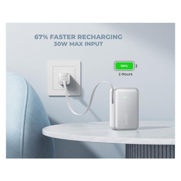 ANKER Power bank Nano 10000mAh, 45W, sa USB-C kablom, bela - EP2891994