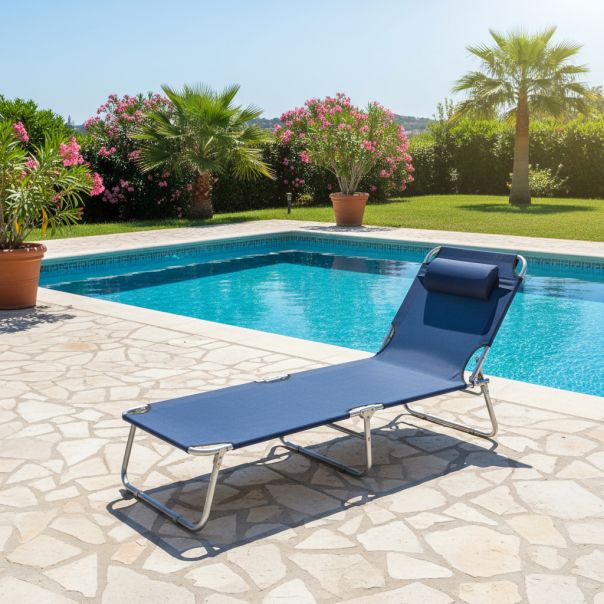 eHomeGarden Ležaljka sa jastukom plava - 32-710000