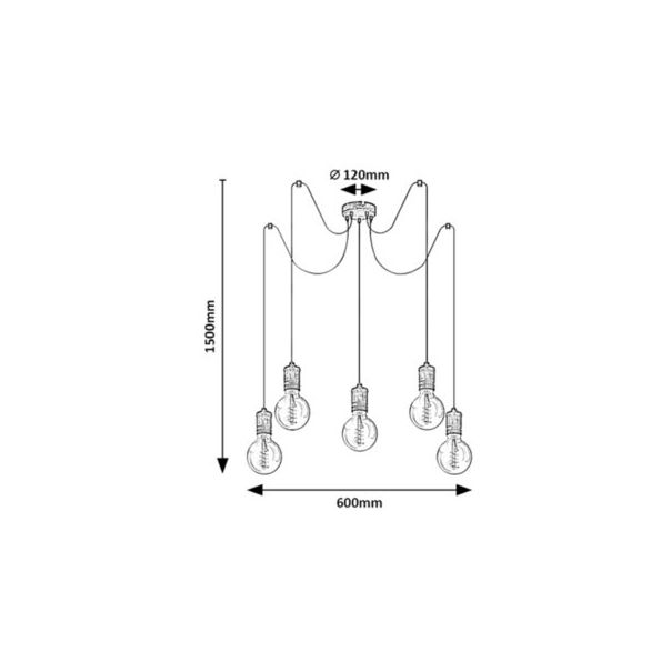Rabalux Visilica Fidel E27 5x MAX 25W antično zlato (3218) - 3218