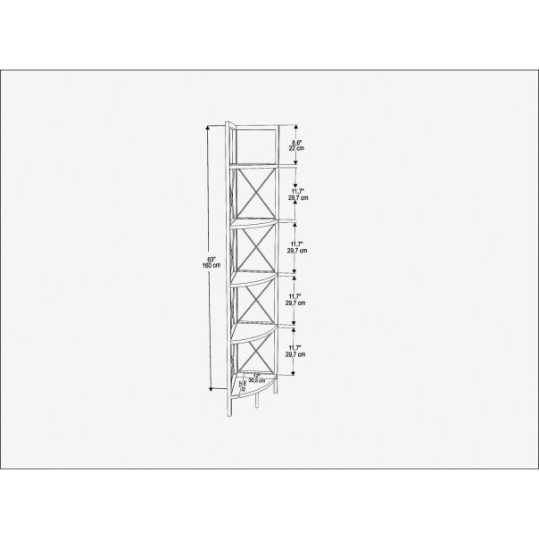 HANAH HOME Ugaona polica za knjige Remo, crna - 322RTC1107