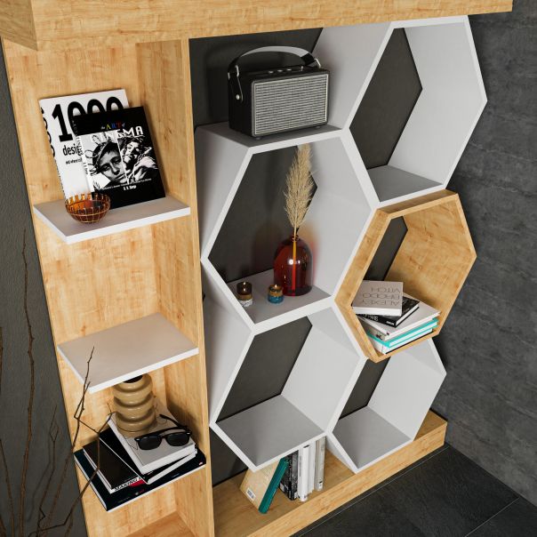 HANAH HOME Polica za knjige Sueno, bela/krem - 322RTC1111