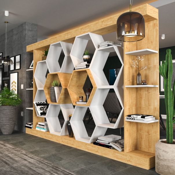 HANAH HOME Polica za knjige Sueno, bela/krem - 322RTC1111