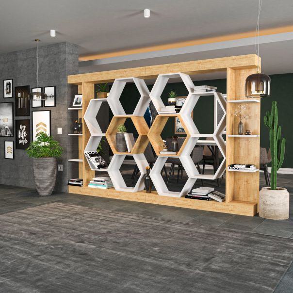 HANAH HOME Polica za knjige Sueno, bela/krem - 322RTC1111