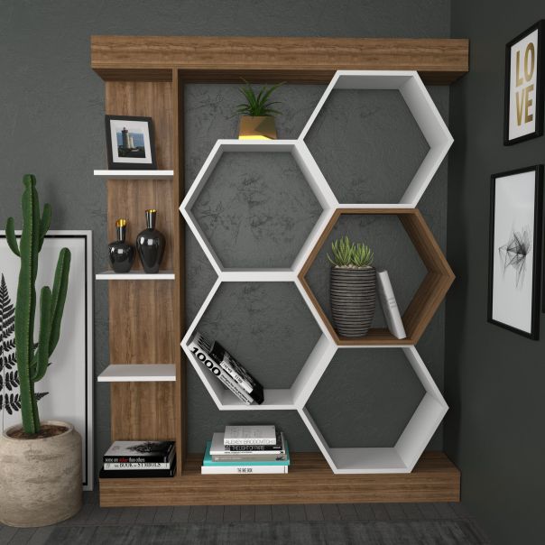 HANAH HOME Polica za knjige Sueno, braon/bela - 322RTC1112