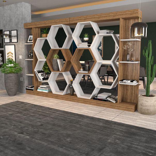 HANAH HOME Polica za knjige Sueno, braon/bela - 322RTC1112