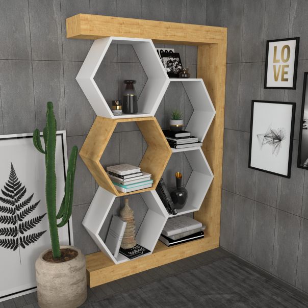 HANAH HOME Polica Artemis, svetlobraon/bela - EP3056939