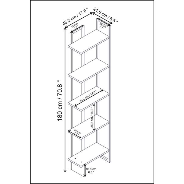 HANAH HOME Polica za knjige Alice, mermer bela/zlatna - 322RTC1179