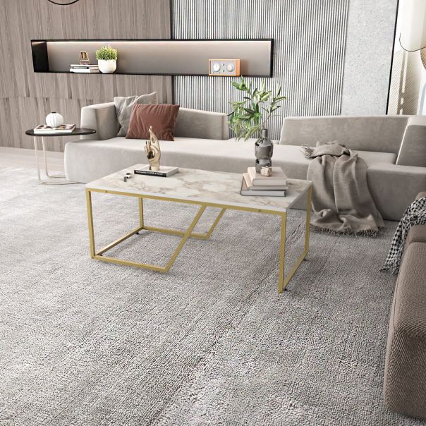 HANAH HOME Klub sto Wendy, bela/zlatna - 322RTC1205