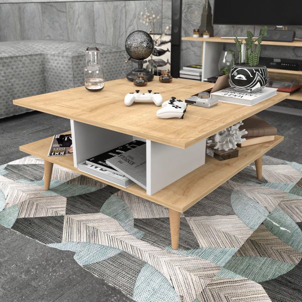 HANAH HOME Klub sto Akya, krem/bela - 322RTC1207