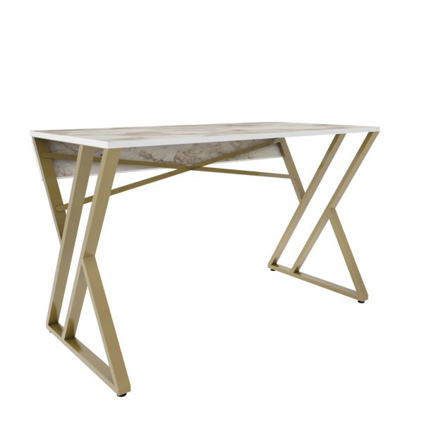 HANAH HOME Radni sto Gyza, bela/zlatna - EP2801067