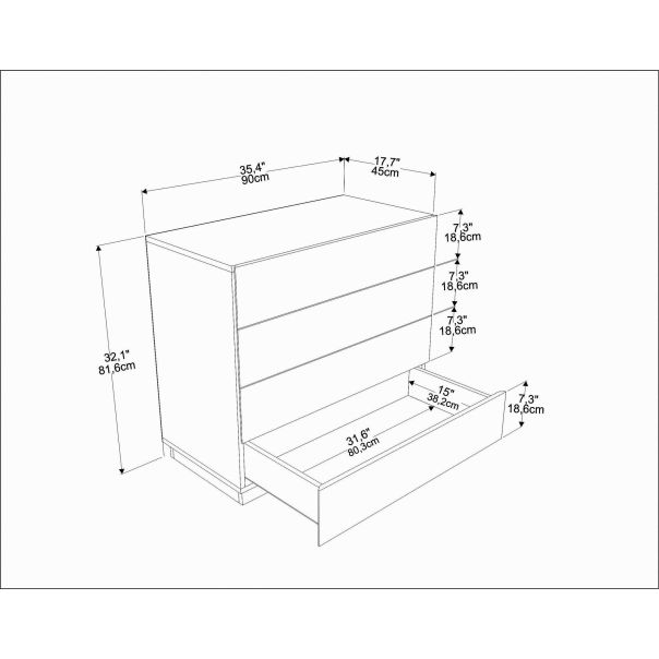 HANAH HOME Komoda za dnevnu sobu Lines, svetlobraon - EP2799919
