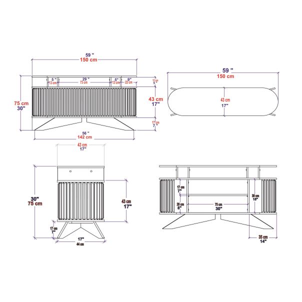 HANAH HOME Komoda za dnevnu sobu Stor, bela/antracit - EP2801070