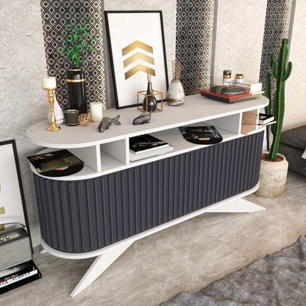 HANAH HOME Komoda za dnevnu sobu Stor, bela/antracit - EP2801070