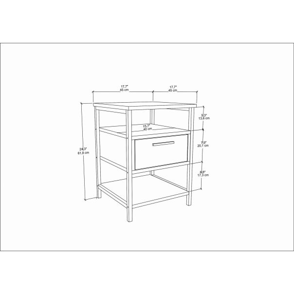 HANAH HOME Noćni stočić Alba, crna/braon - 322RTC1604