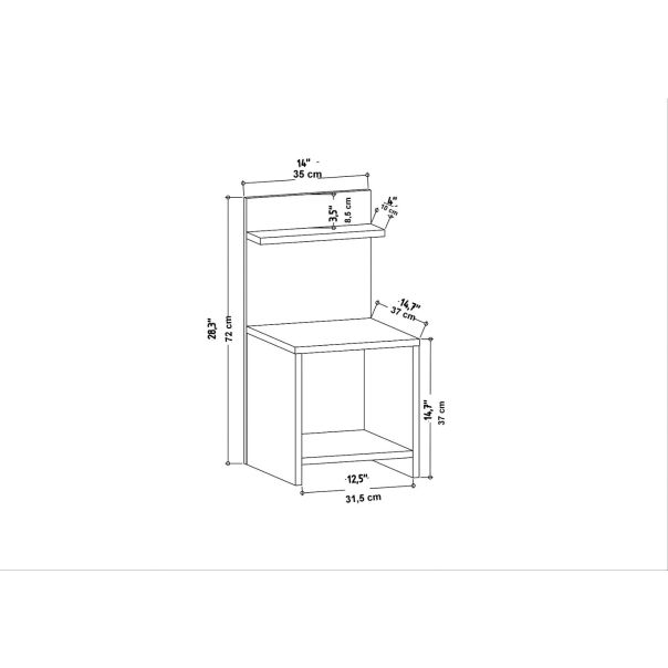 HANAH HOME Noćni stočić Ullman, antracit - 322RTC1619