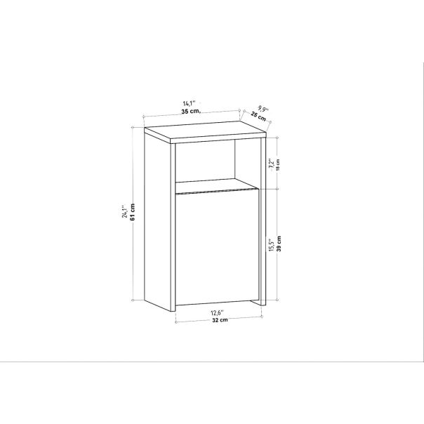 HANAH HOME Noćni ormarić Carlin, antracit - 322RTC1627