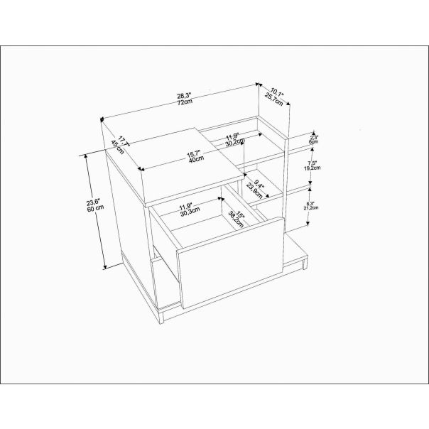 HANAH HOME Noćni ormarić Rena, bela/braon - 322RTC1641